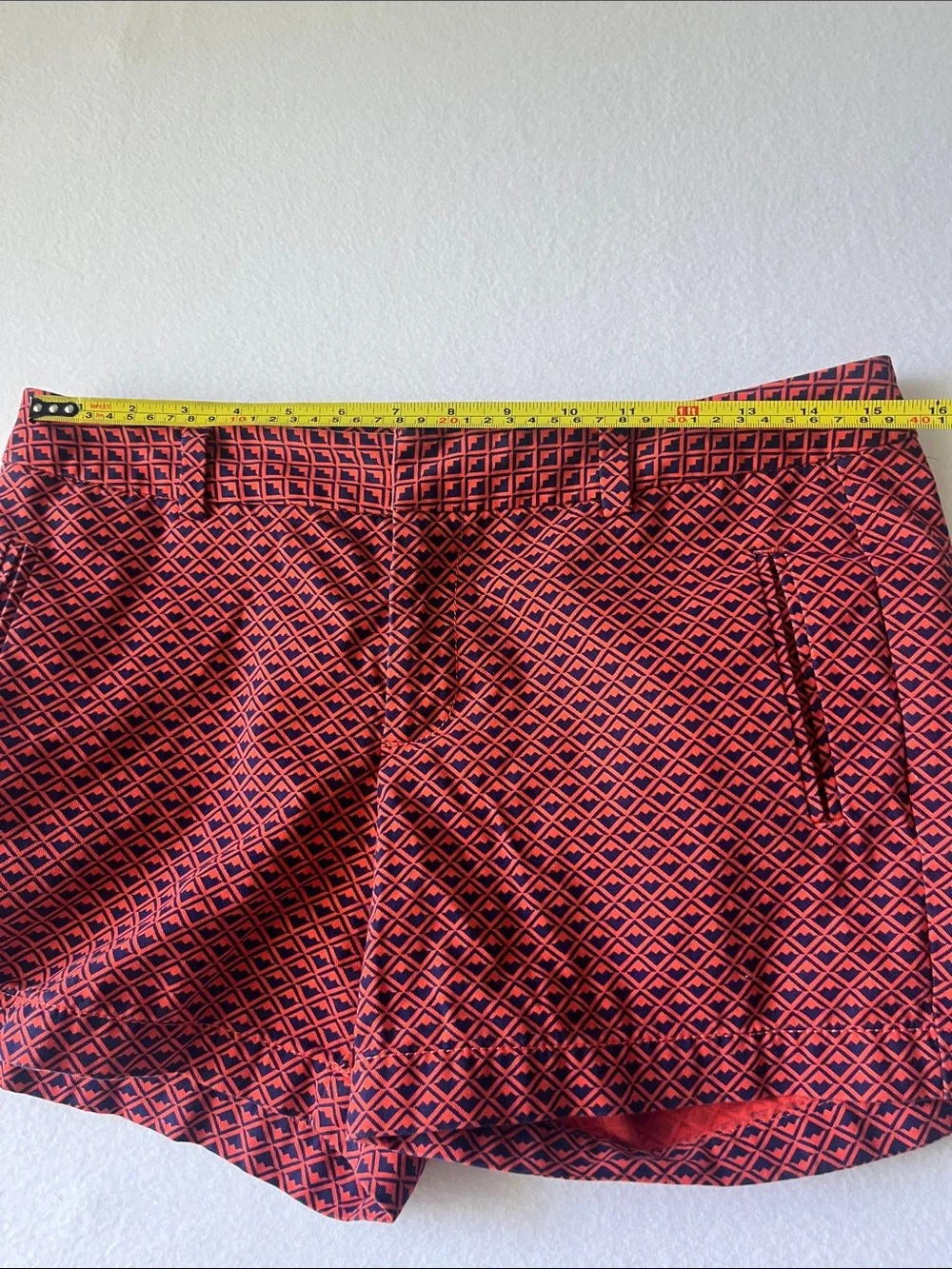 STYLUS Orange & Navy Geometric Chino Shorts